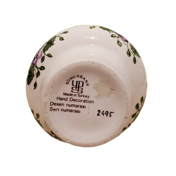 Vintage Sumerbank YPS Porcelain Vase Handpainted Floral Flower Lilac Gold Trim - Picture 4 of 4